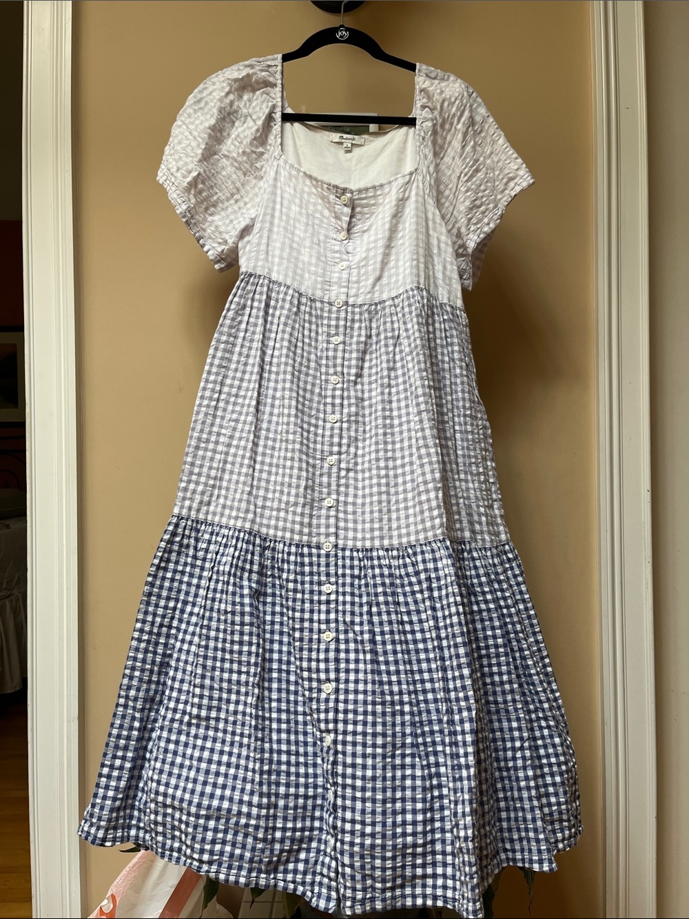 Madewell Tiered Button-Front Gingham Dress